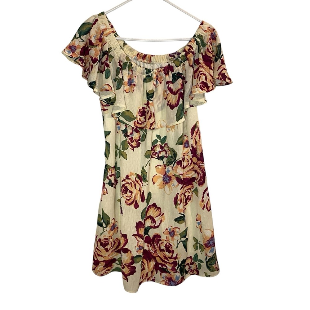 Emerald Sundae Floral Design Sleeveless Sundress Coverup Off The Shoulder Sz L